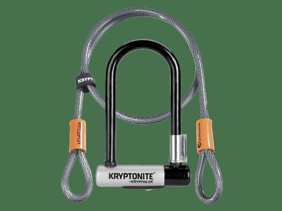 Accessories Trek Locks | Kryptonite New-U Kryptolok Mini-7 U-Lock With 4' Flex Cable Black