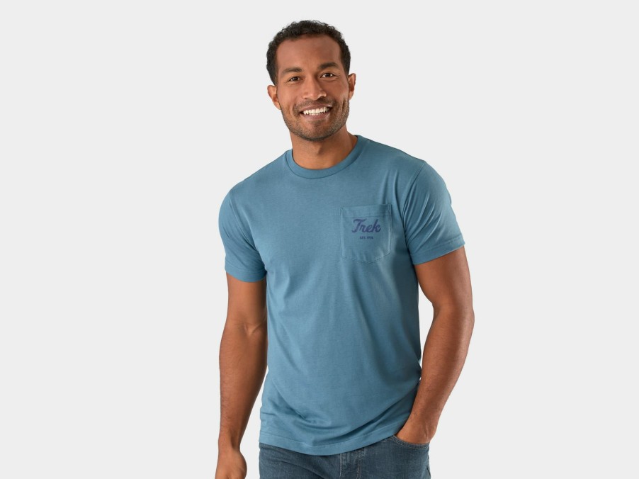 Apparel Trek T-Shirts | Trek Script Pocket Unisex T-Shirt Light Blue