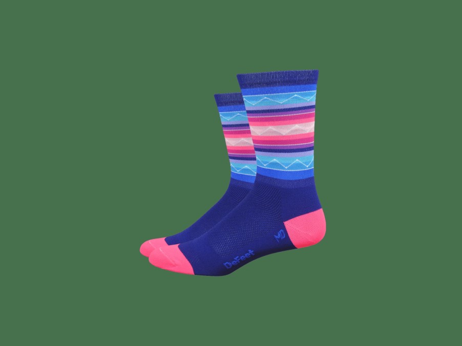 Apparel Trek Socks | Defeet Aireator 6'' Santa Fe Socks Blue/Pink