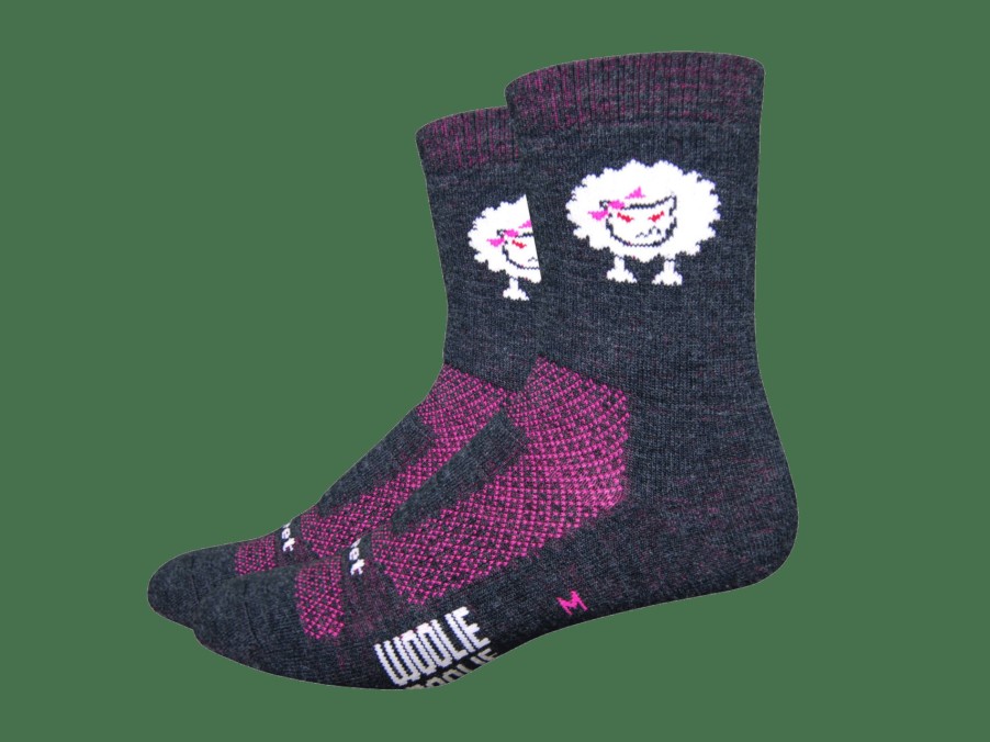 Apparel Trek Socks | Defeet Woolie Boolie Comp 4" Baaad Sheep Socks Black/Pink