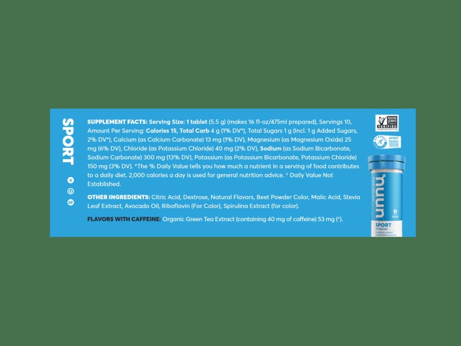 Accessories Trek Nutrition | Nuun Sport + Caffeine Hydration Tablets Box Of 8 Tubes