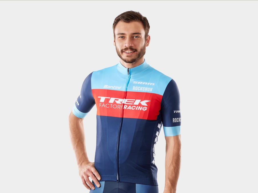 Apparel Trek Team Wear | Santini Trek Factory Racing Men'S Xc Team Replica Cycling Jersey Dark Blue/Azure