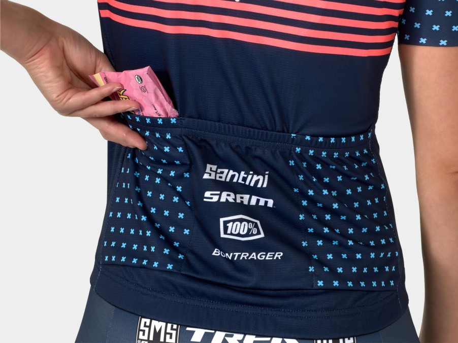 Apparel Trek Team Wear | Santini Trek Factory Racing Women'S Cx Team Replica Cycling Jersey Dark Blue/Radioactive Coral