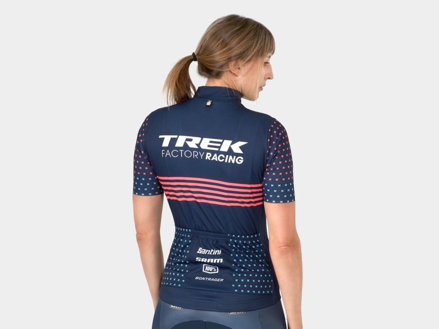 Apparel Trek Team Wear | Santini Trek Factory Racing Women'S Cx Team Replica Cycling Jersey Dark Blue/Radioactive Coral