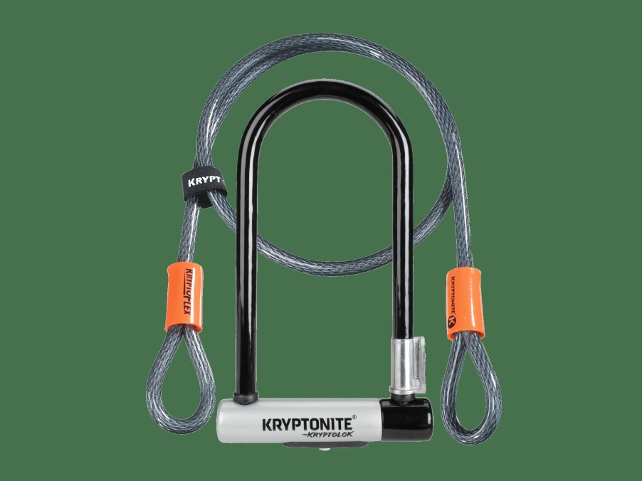 Accessories Trek Locks | Kryptonite New-U Kryptolok Standard U-Lock With 4' Flex Cable Black