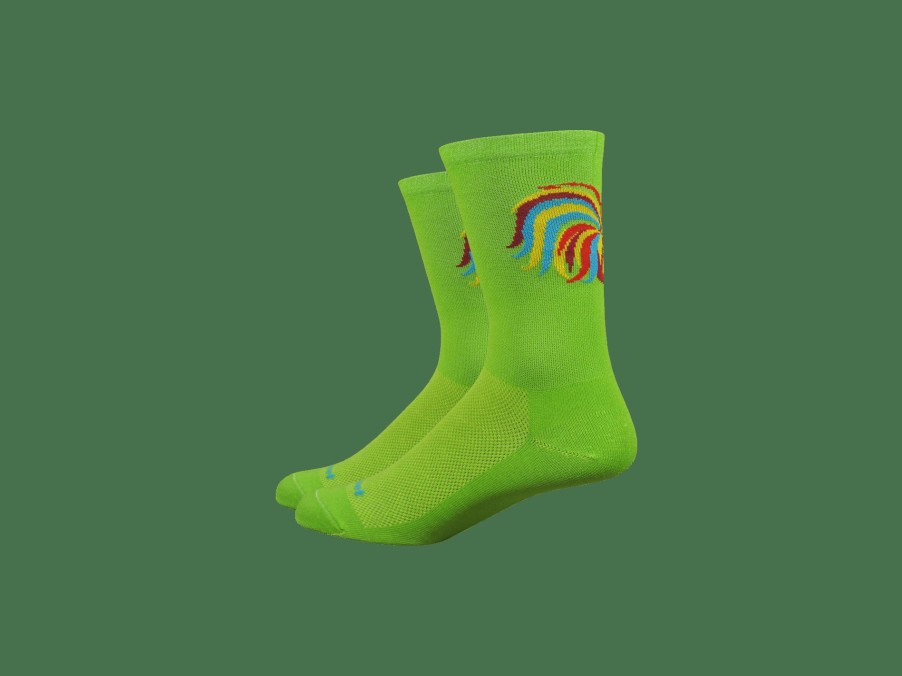 Apparel Trek Socks | Defeet Aireator 6'' Rooster Socks Lime