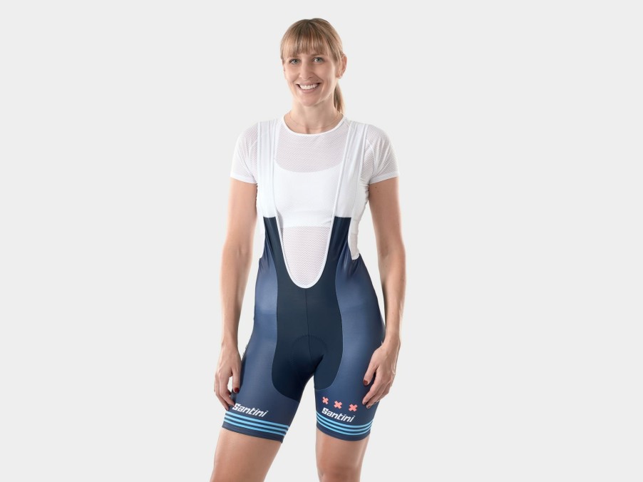 Apparel Trek Team Wear | Santini Trek Factory Racing Women'S Cx Team Replica Bib Short Dark Blue/Radioactive Coral